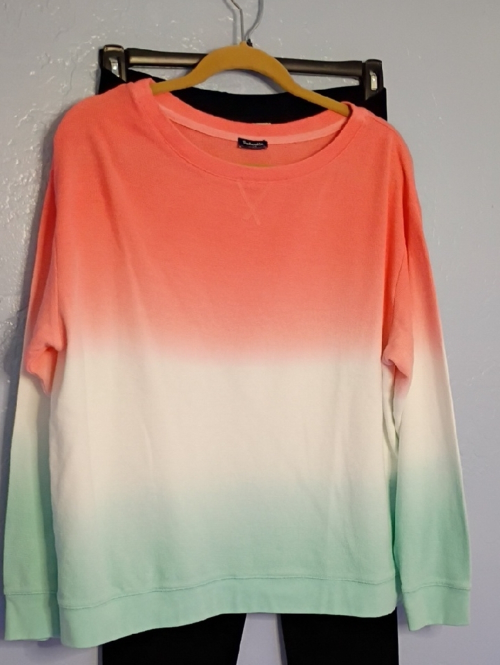 Splendid Pink & Yellow Ombre Ribbed Neck Pullover